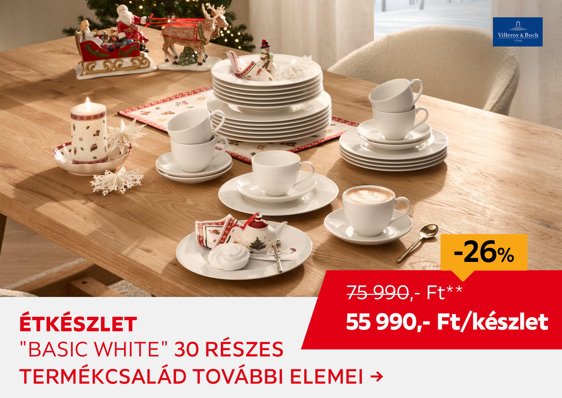 Étkészlet "Basic white", 30 részes Kiemelt termék 75990 Ft.- helyett 55990 Ft.-