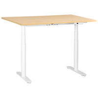 SCHREIBTISCH elektrisch höhenverstellbar 120/72 cm Hellbraun/Weiß Destinas - Hellbraun/Braun, Holzwerkstoff/Metall (72/120/67cm) - Beliani
