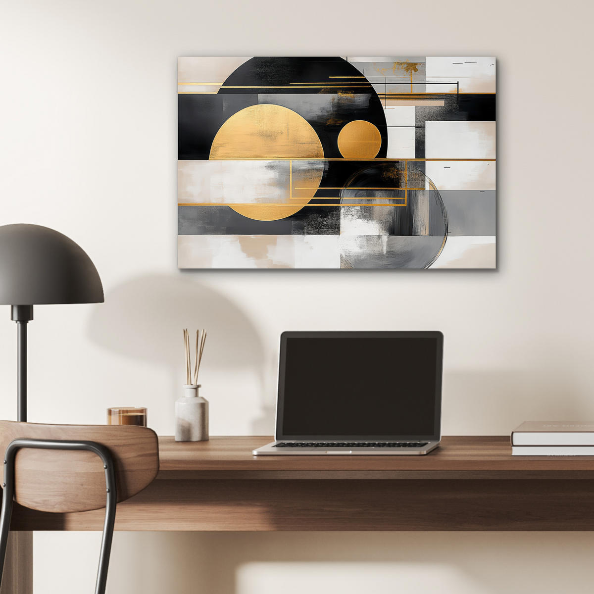 METALLBILD Abstrakt - Gold - Silber - Formen - Ästhetisch - Modern 60x40 cm - Goldfarben, Metall (60/40cm) - MuchoWow