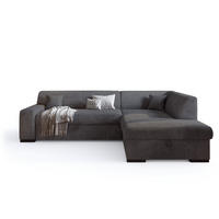 ECKSOFA mit Schlaffunktion Cordstoff MILENZO Grau Rechts - Grau, Holz (260/175cm) - Bromarkt