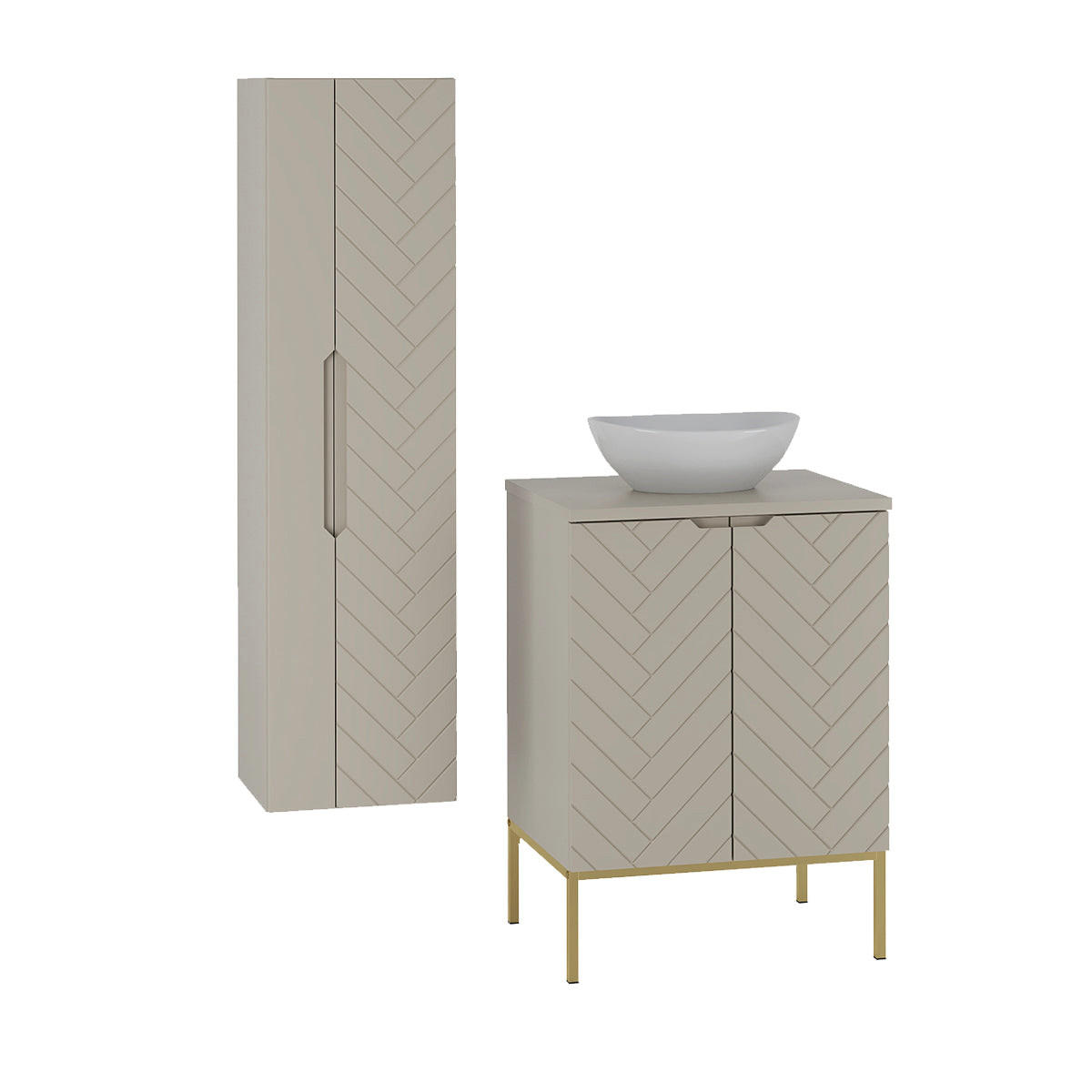 KOUPELNOVÝ NÁBYTEK 60.6cm Daria 2er-Set Kašmír - kašmírová, kompozitní dřevo (60.6/84.2/45.8cm) - Petits-meubles