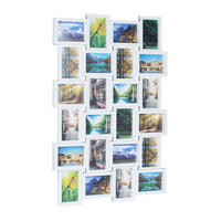 FOTORAM Vit för 24 foton 10x15 cm - Vit, Träbaserade material/Plast (59/2.5/86cm) - Relaxdays