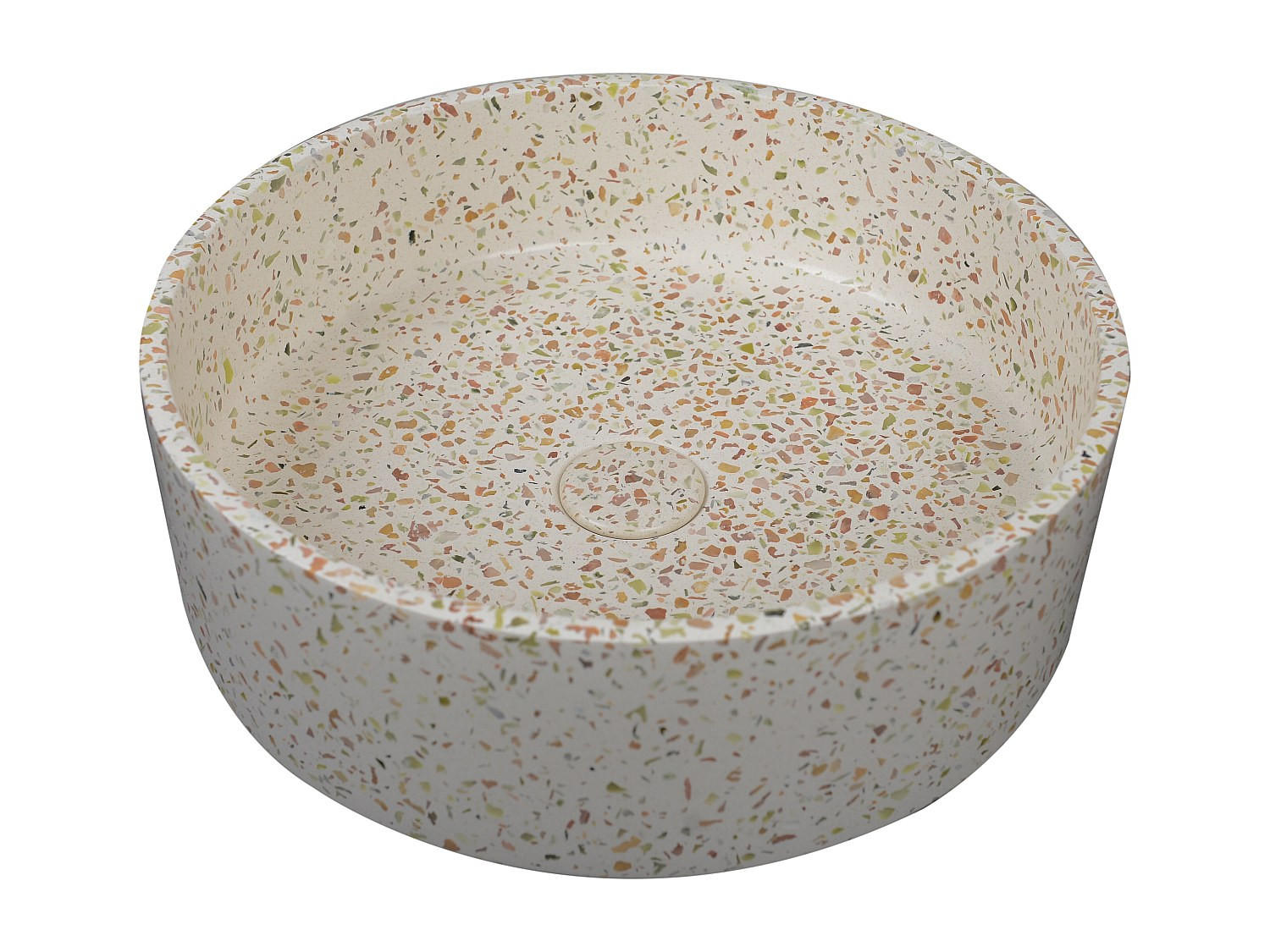 RUNDES Aufsatzwaschbecken aus Terrazzo - Rosa - 39 cm - DUKAT - Pink, Stein (39/12/39cm) - Vente-Unique