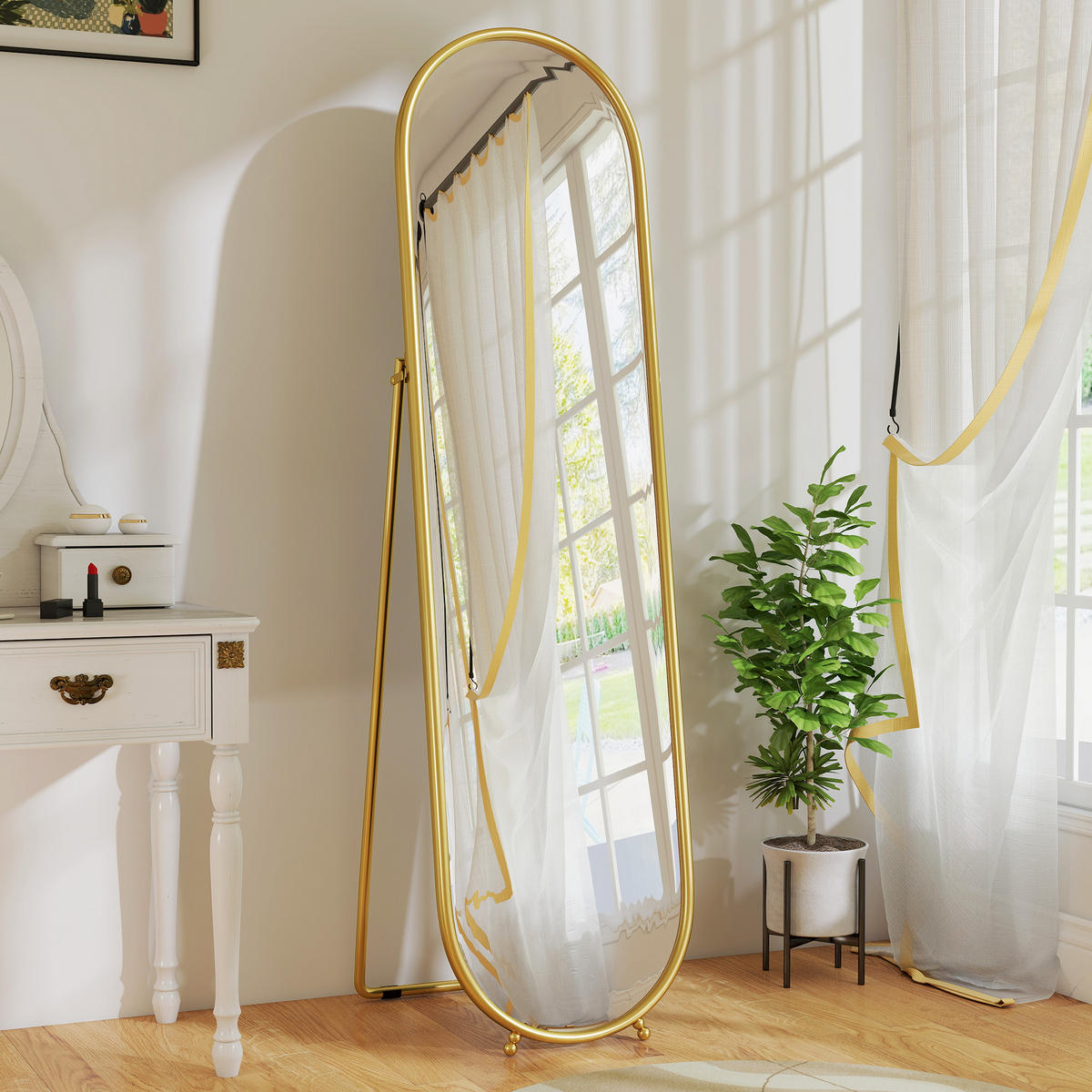 STANDSPIEGEL 2er-Set goldfarben 50.0/4.0/180.0 cm - Goldfarben, Metall (4/180/50cm)