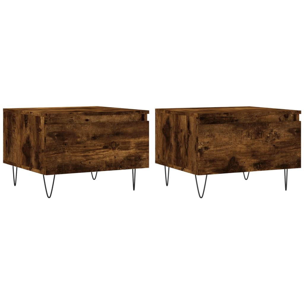 COUCHTISCHE 2 Stk. Räuchereiche 50x46x35 cm Holzwerkstoff - Braun, Holzwerkstoff (46/50/35cm) - furnicato