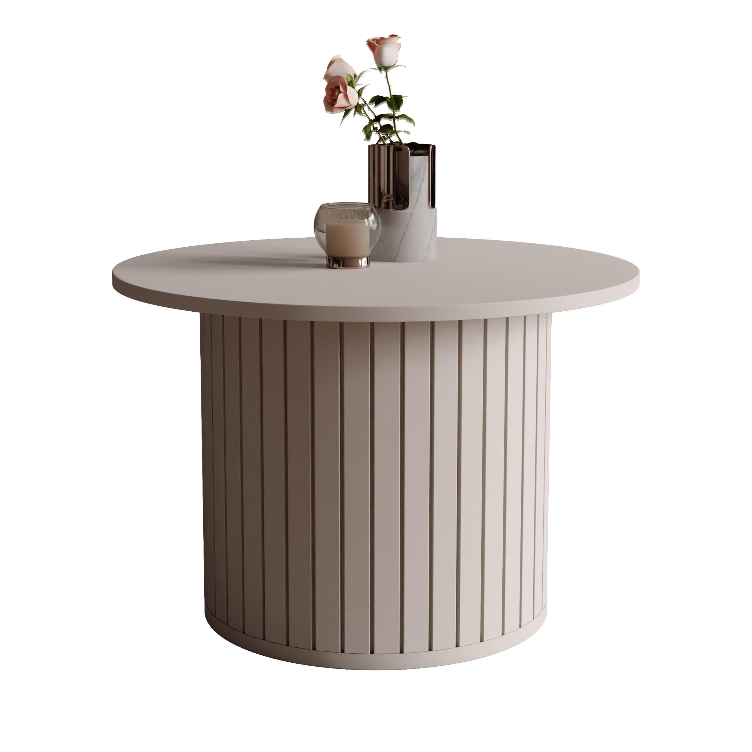 COUCHTISCH geriffelt, rund, Kaschmir - Kaschmir, Holzwerkstoff (70/70/46cm) - Idohome