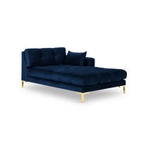 CHAISELONGUE rechts Mamaia aus Samt königsblau - Blau, Textil (102/75/185cm) - Micadoni