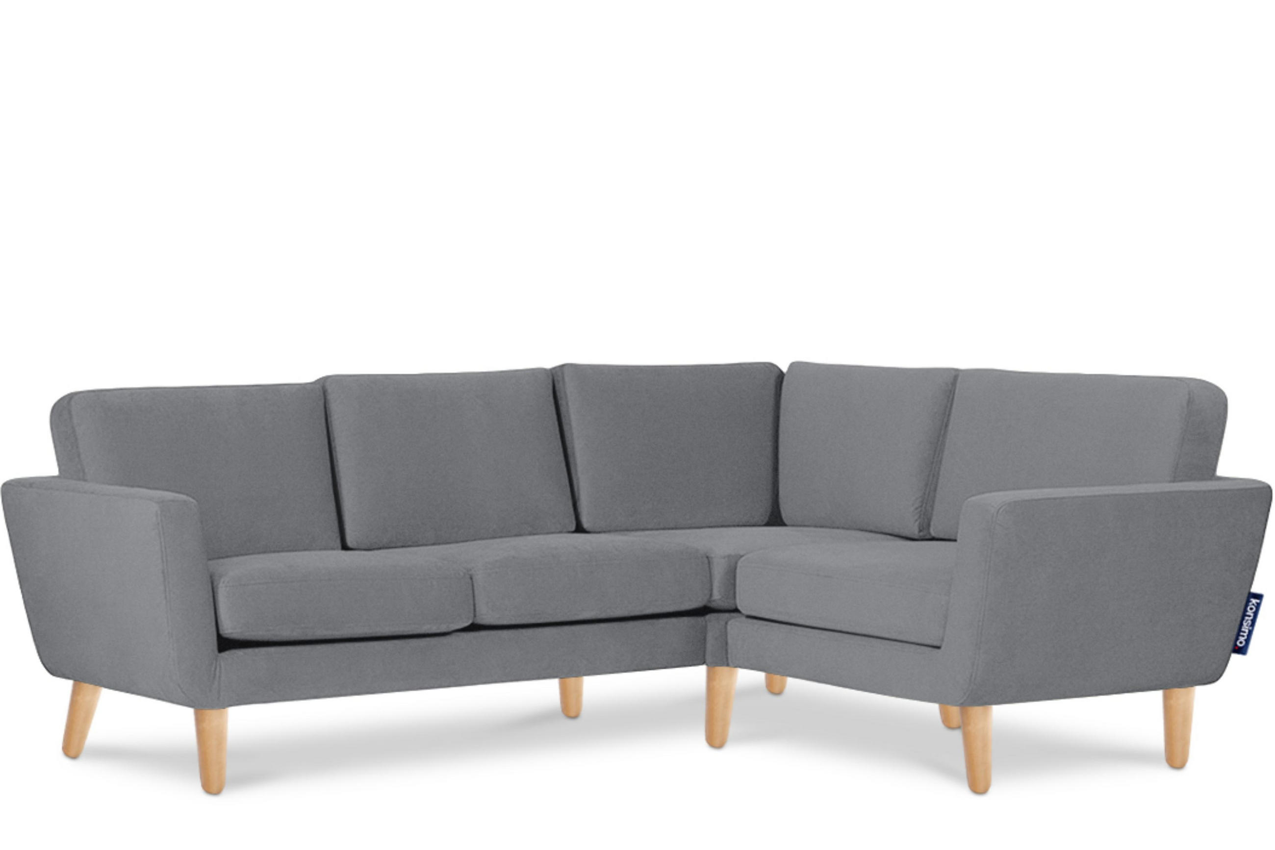 ECKSOFA-RECHTS TAGIO 3/4 Sitzer, grau - Braun/Grau, Buchenholz/Textil (220/181cm) - KONSIMO®