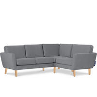 ECKSOFA-RECHTS TAGIO 3/4 Sitzer, grau - Braun/Grau, Buchenholz/Textil (220/181cm) - KONSIMO®