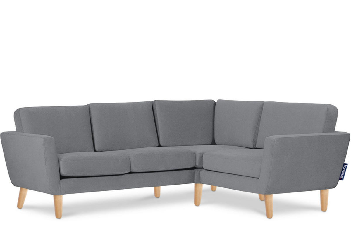 ECKSOFA-RECHTS TAGIO 3/4 Sitzer, grau - Braun/Grau, Buchenholz/Textil (220/181cm) - KONSIMO®
