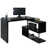 ECKSCHREIBTISCH rechteckig Hochglanz Schwarz - Schwarz Hochglanz, Holzwerkstoff (60/120/76cm) - MCW