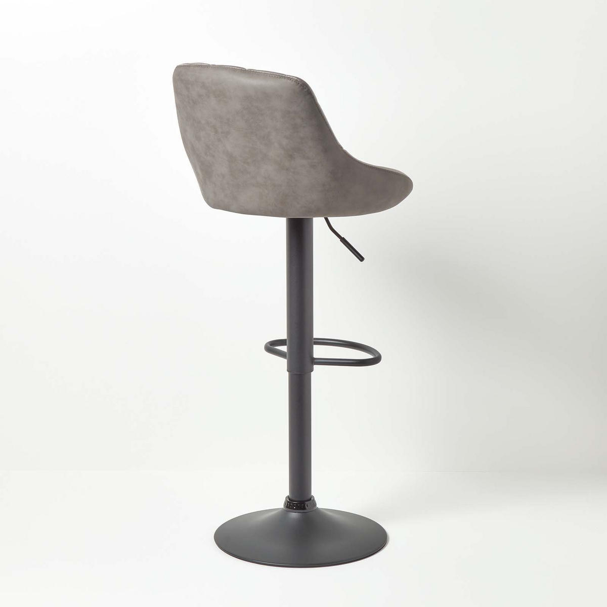 BARSTUHL Henley, Samt mit Rückenlehne, drehbar & höhenverstellbar - Grau, Textil (48/105/46cm) - Homescapes