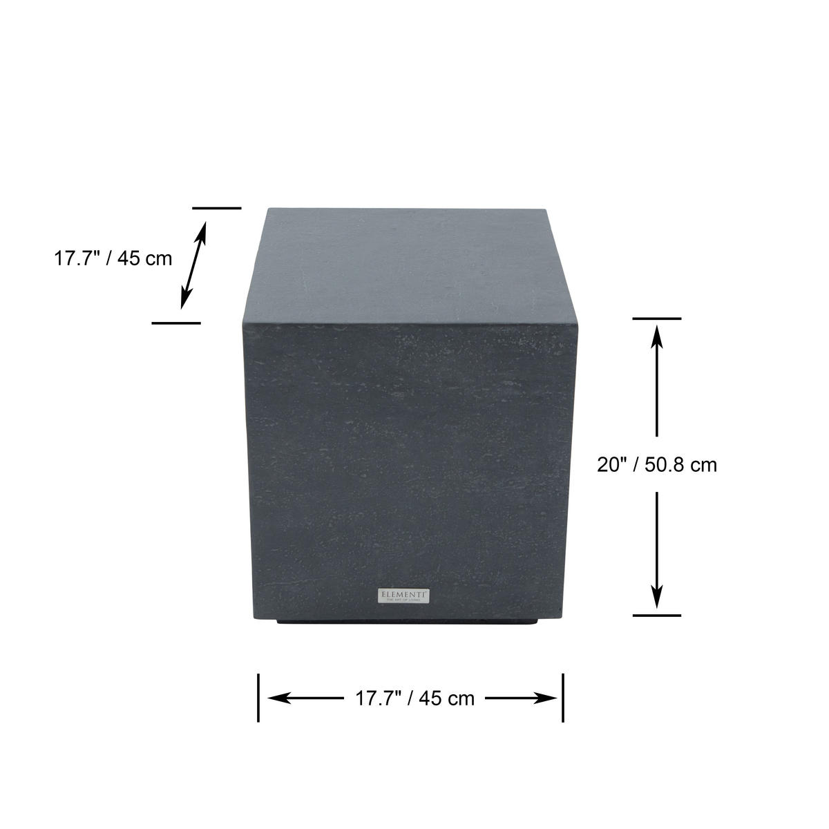 BEISTELLTISCH TEVEREaus GF-Beton, Wetterbeständig, 45x45x51 cm - Dunkelgrau, Naturmaterialien (45/45/51cm) - Elementi