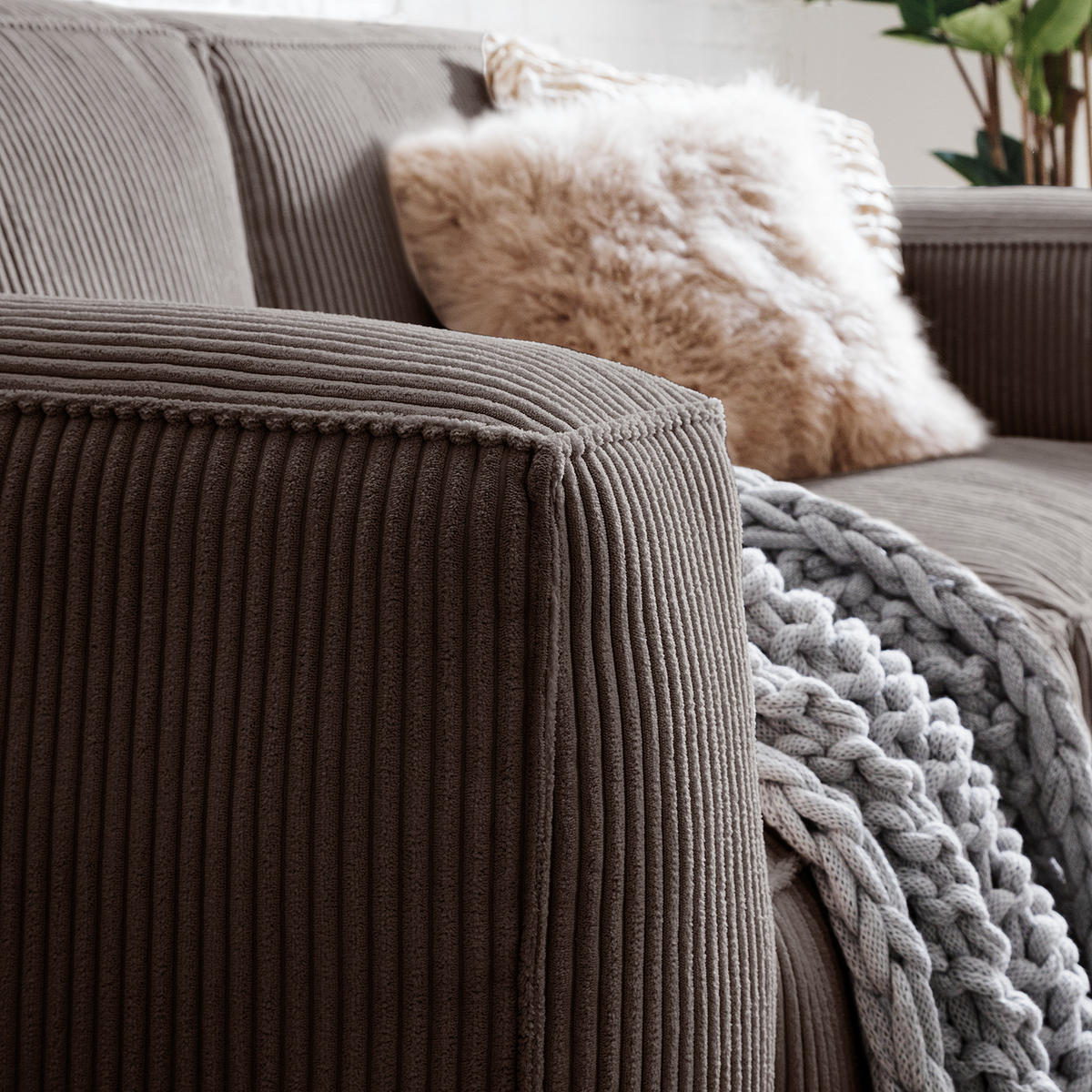 3-SITZER SOFA - Dunkelbraun, Textil (240/75/96cm) - home24