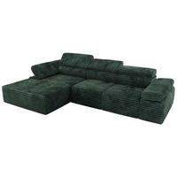 ECKSOFA RILASSO L Grün Cord - links - Schwarz/Grün, Kunststoff/Textil (296/174cm) - MKS