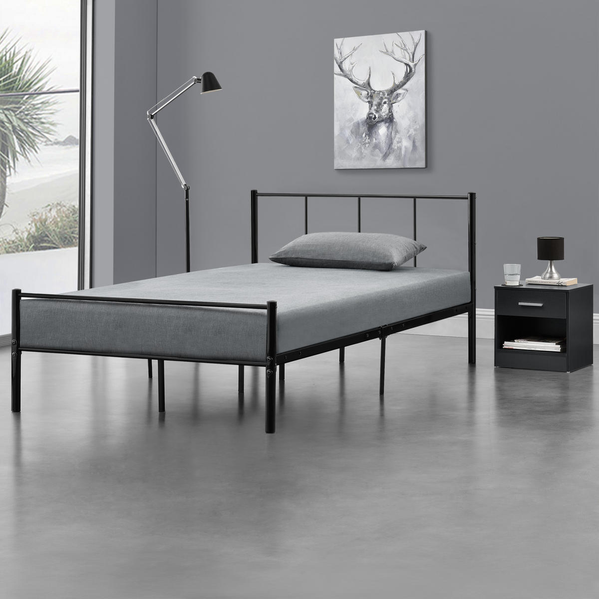 METALLBETT Laos - Schwarz, Metall (120/200cm) - [en.casa]