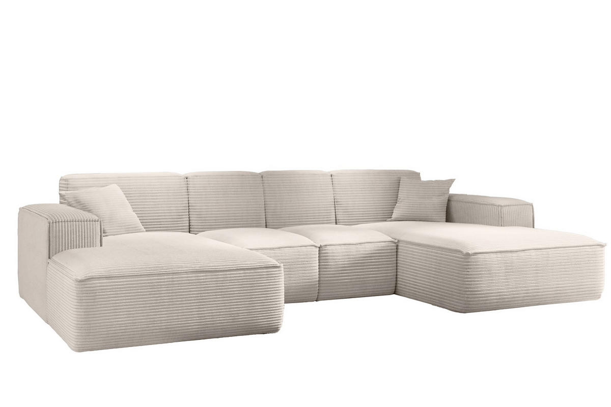ECKSOFA, Eckcouch U form, Wohnzimmer Couch Large 342cm SIENA stoff Poso Beige - Beige, Holz/Textil (344/165cm) - Kaiser Möbel