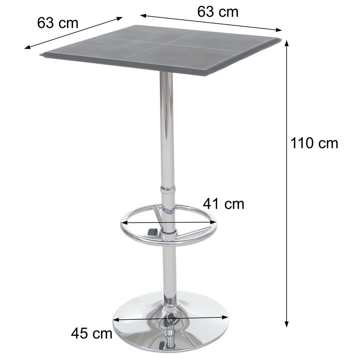 STEHTISCH eckig Schwarz - Schwarz, Textil (63/63/110cm) - MCW