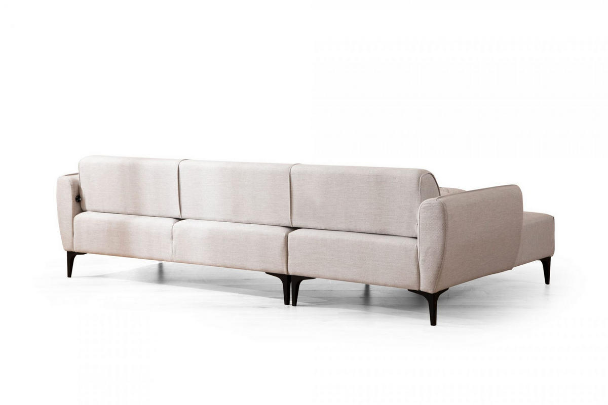 ECKSOFA mit verstellbarer Rückenlehne - Beige/Schwarz, Holz/Kunststoff (270/140cm) - myHomelando