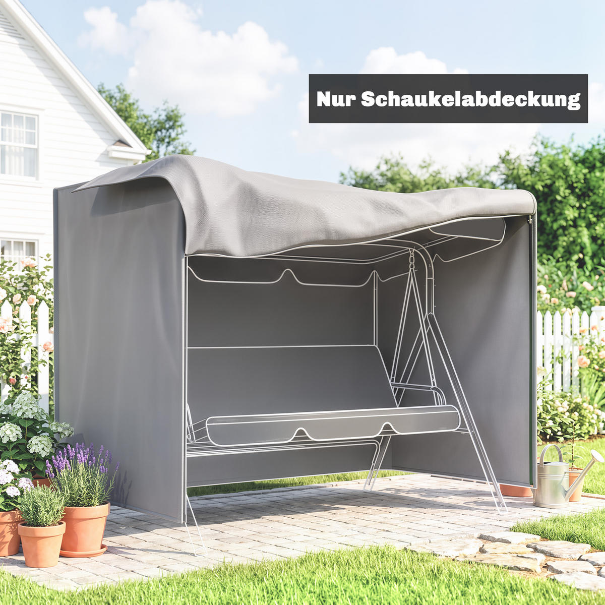 ABDECKUNG Hollywoodschaukel, Grau - Grau, Kunststoff (124/164/205cm) - Outsunny