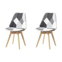 ESSZIMMERSTUHL 2-teiliges Set Patchwork Grau Stoff Massivholzbeine - Multicolor, Textil (49/83/42cm)