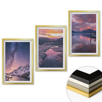 WANDBILDER 3er Set - 40x60 cm Goldrahmen - Berge, Wasser, wunderschöne Landschaften - Goldfarben, Kunststoff (40/60cm) - ArtPrintCave