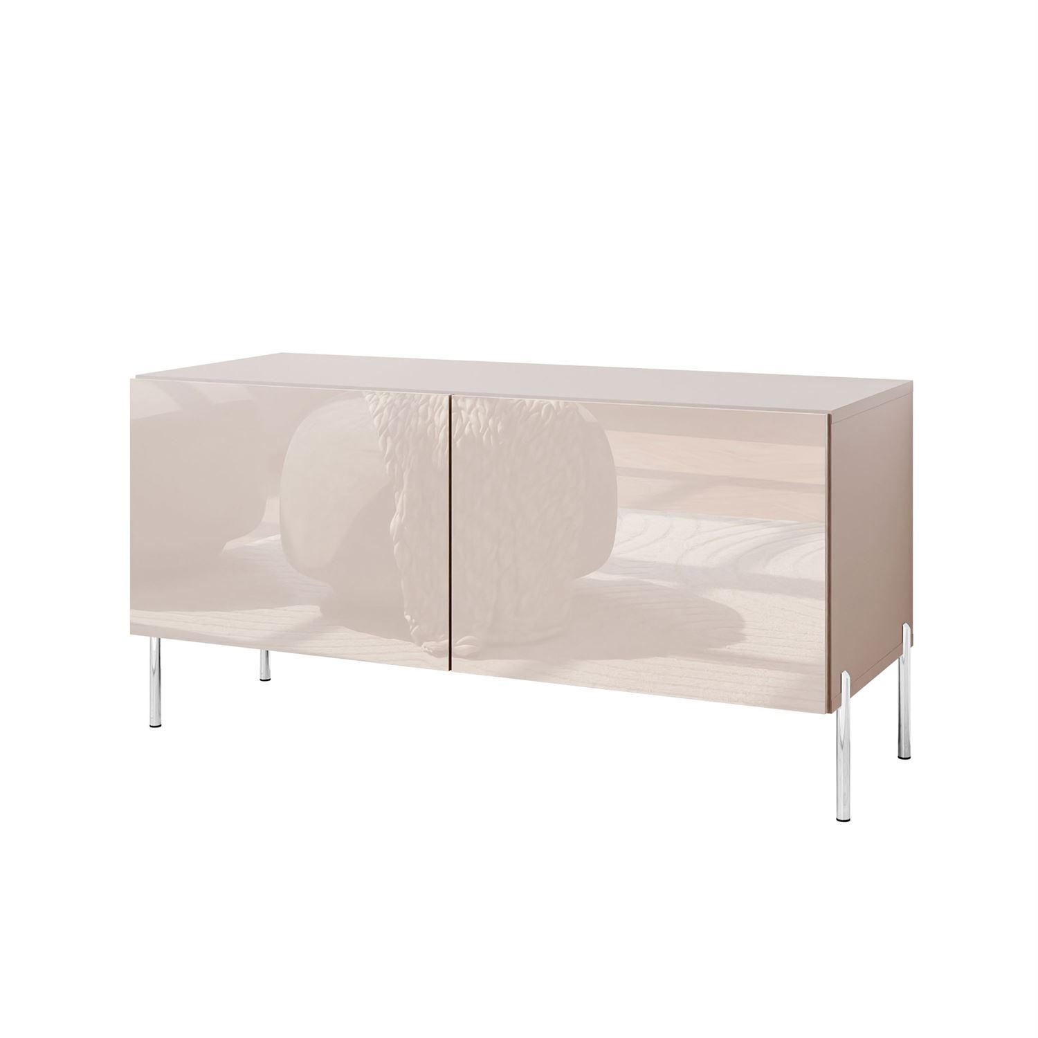 TV-SCHRANK COLGANTE 100 Kaschmir Hochglanz, mit LED, Gerade silberne Füßen - Chromfarben/Kaschmir, Holzwerkstoff (100/50/40cm) - Lookway