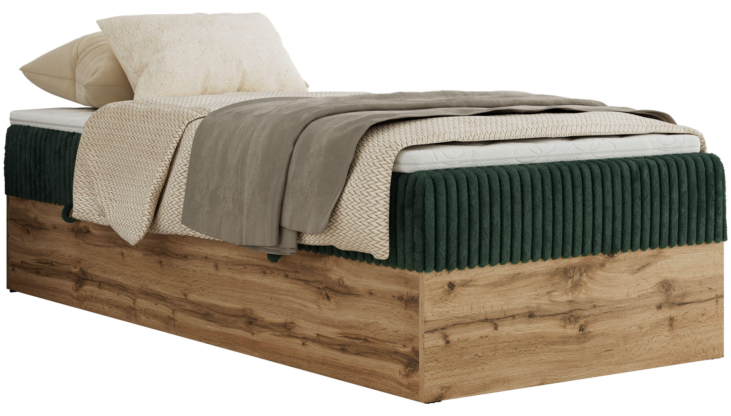 BOXBETT WOOD ZERO 90/200 - Dunkelgrün Cord - H4 - Topper T25 - Dunkelgrün, Textil (90/200cm) - MKS