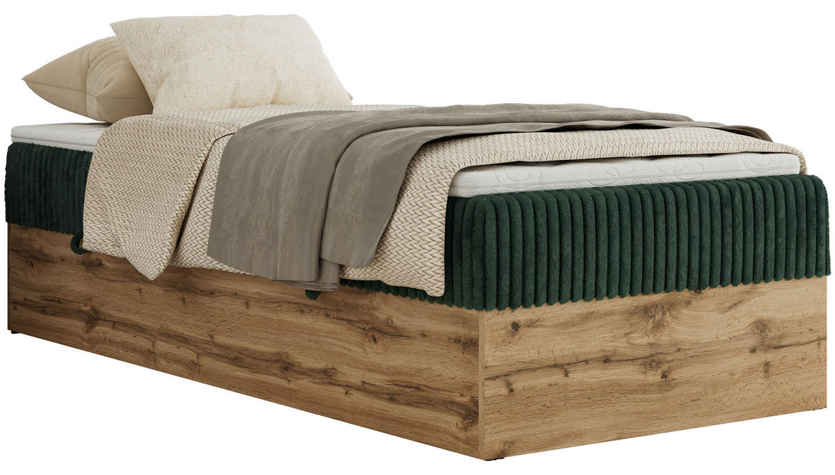 BOXBETT WOOD ZERO 90/200 - Dunkelgrün Cord - H4 - Topper T25 - Dunkelgrün, Textil (90/200cm) - MKS