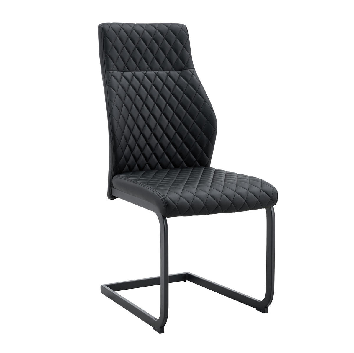 ESSTISCH-SET 4-tlg. 85 cm Glas Schwarz - Schwarz, Metall (85/76/85cm) - Meubliv