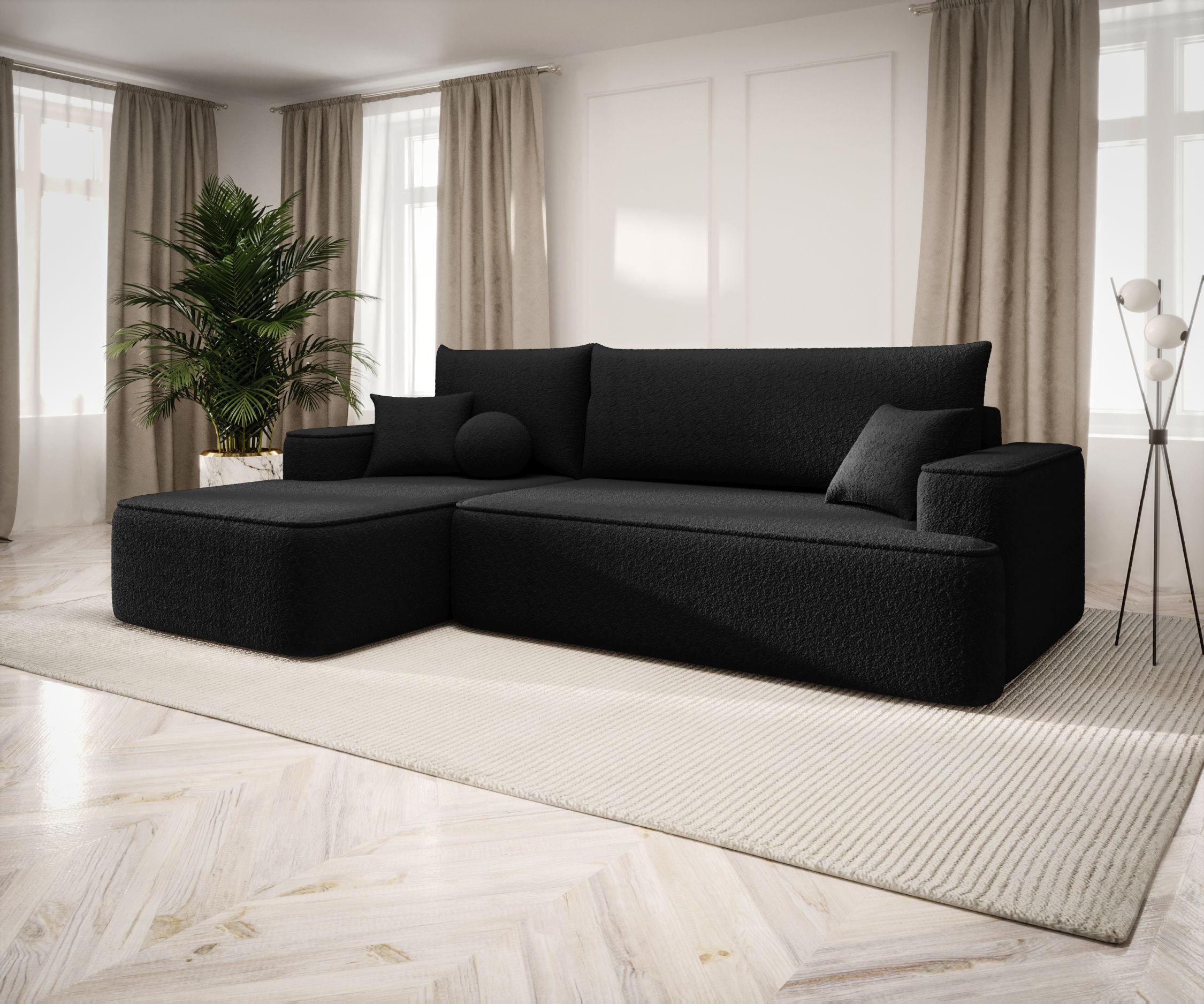 ECKSOFA mit Schlaffunktion FIGO Quelle 100 Links - Schwarz, Textil (250/150cm) - Bedante