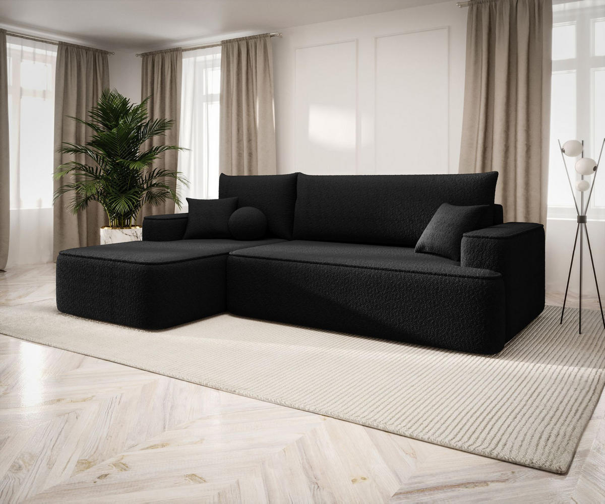 ECKSOFA mit Schlaffunktion FIGO Quelle 100 Links - Schwarz, Textil (250/150cm) - Bedante