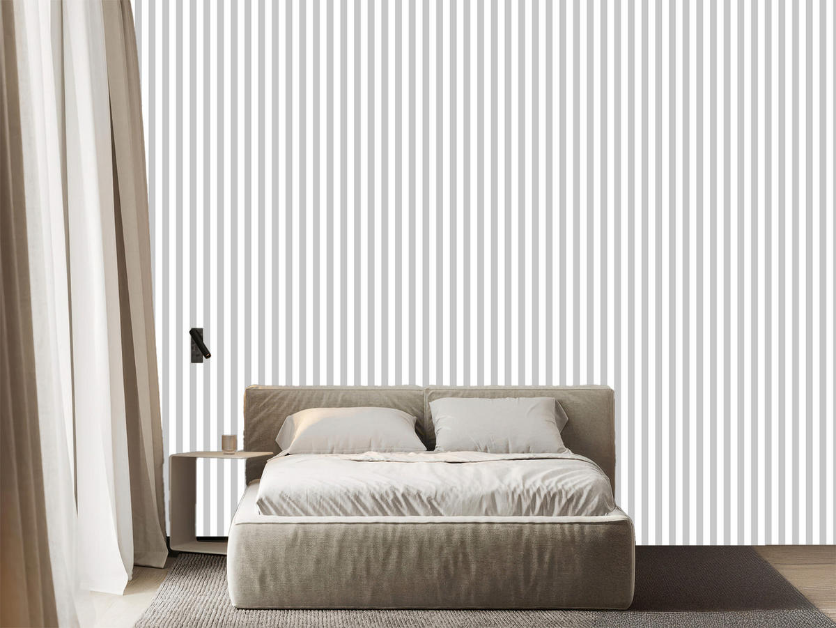 VLIESTAPETE Vertikale Streifen – Grau, Weiß – 50x1000 cm - Weiß/Grau, Papier (50/1000cm) - Muralo