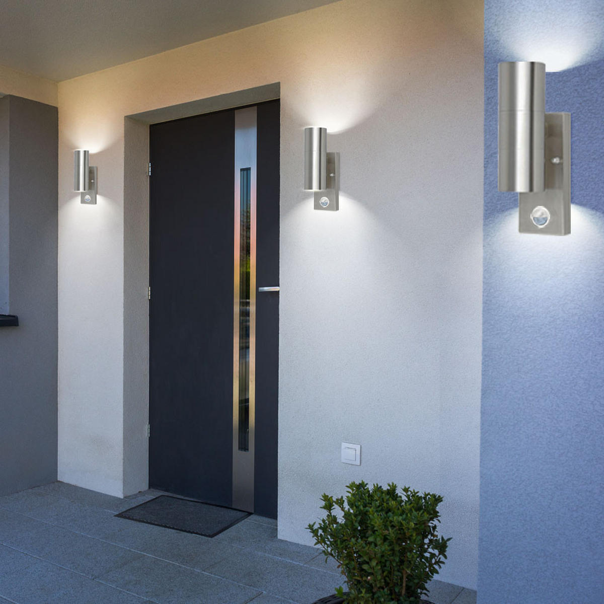 LED AUSSEN-WANDLEUCHTE Edelstahl Silber - Silberfarben, Glas/Metall (7.2/22.5/11cm)