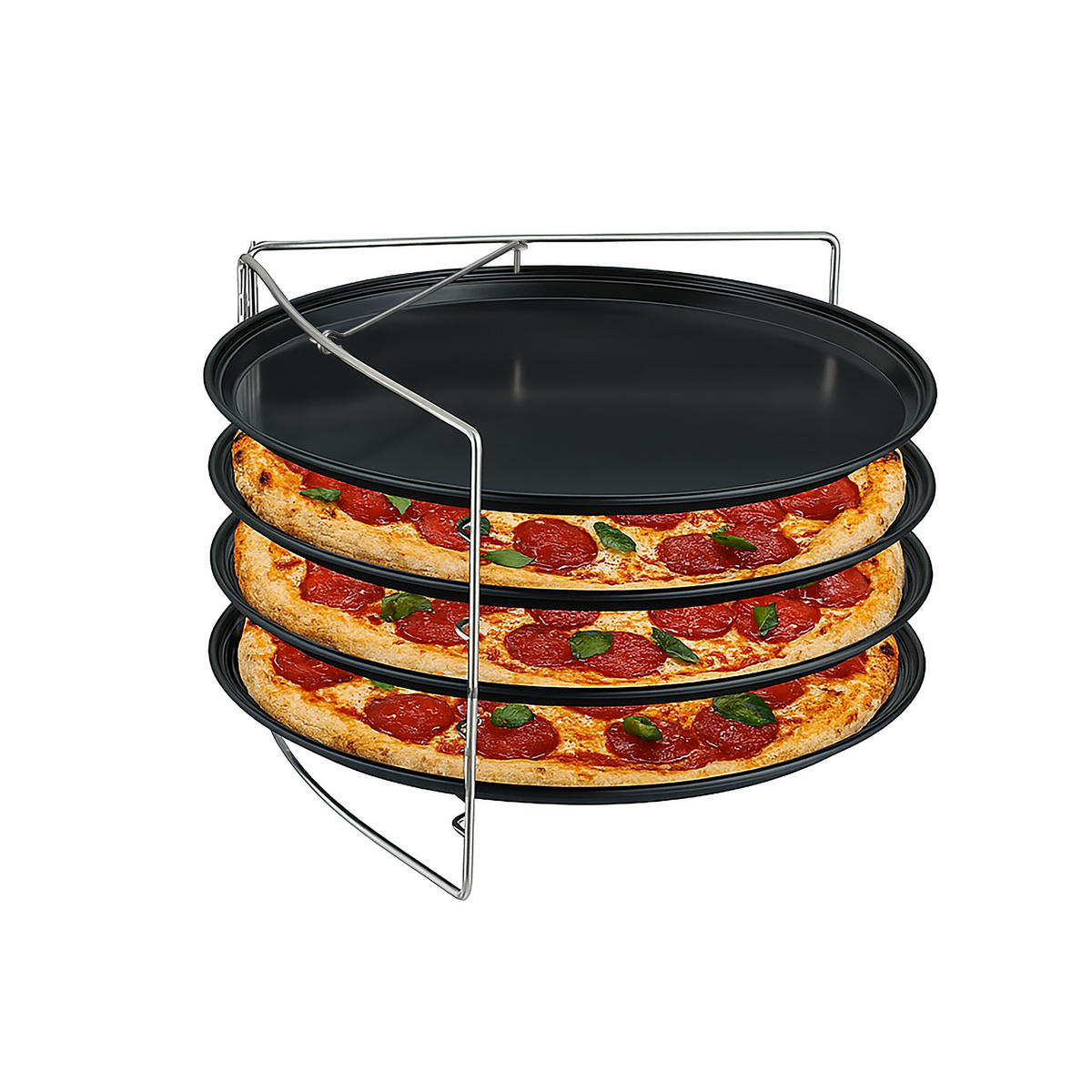 4XPIZZABLECH - Anthrazit, Metall (33/20.5/33cm) - Relaxdays