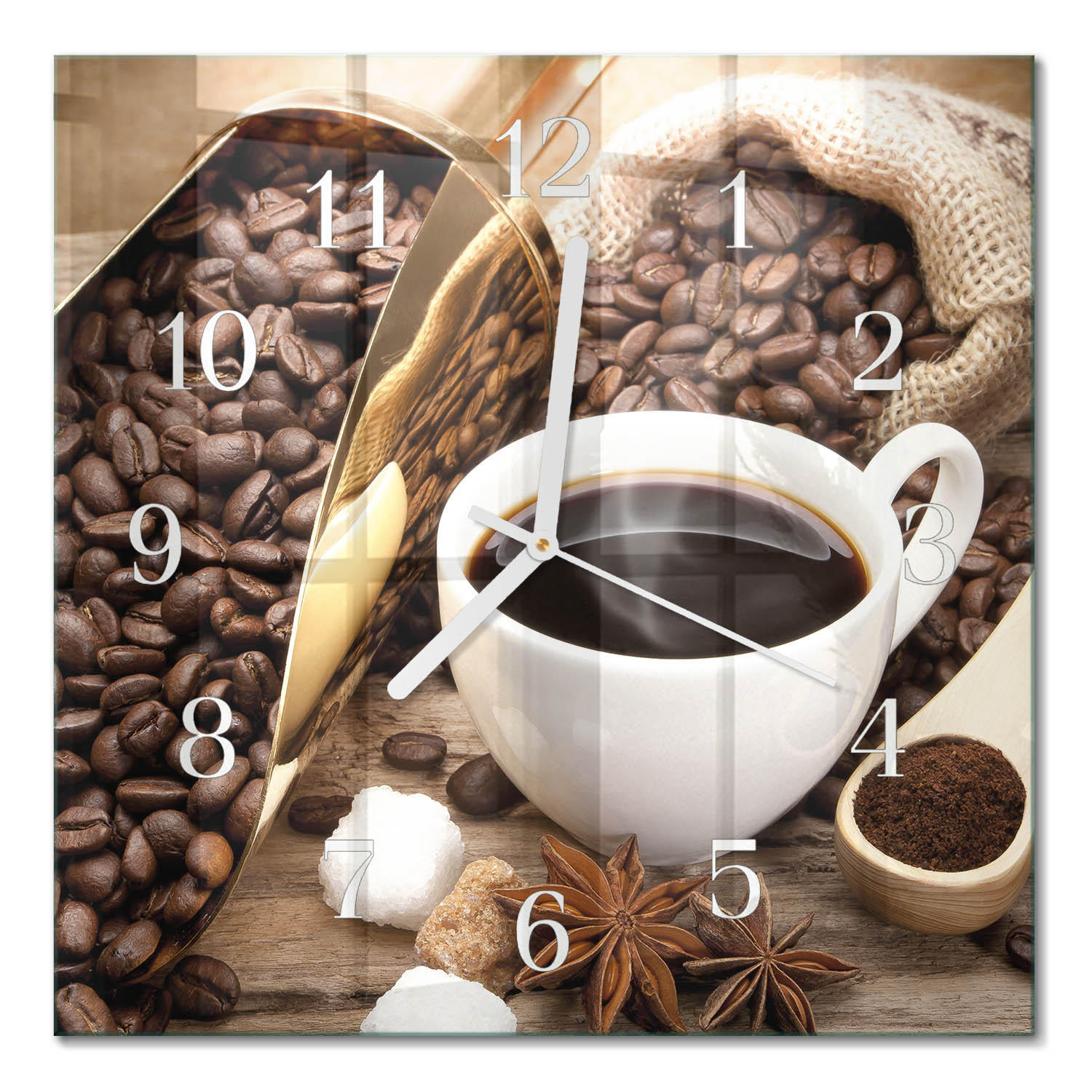 WANDUHR 30x30 cm - Kaffee - Braun, Glas (30/30/0.4cm) - TULUP