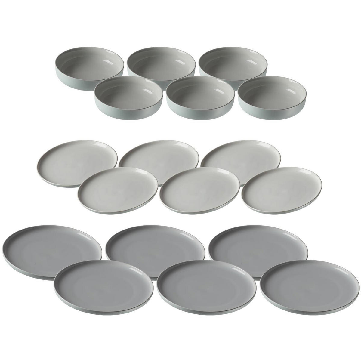 TELLER UND SCHALENSET Jasper mint 18er Set - Mintgrün, Keramik (1/1/1cm) - Ritzenhoff Breker