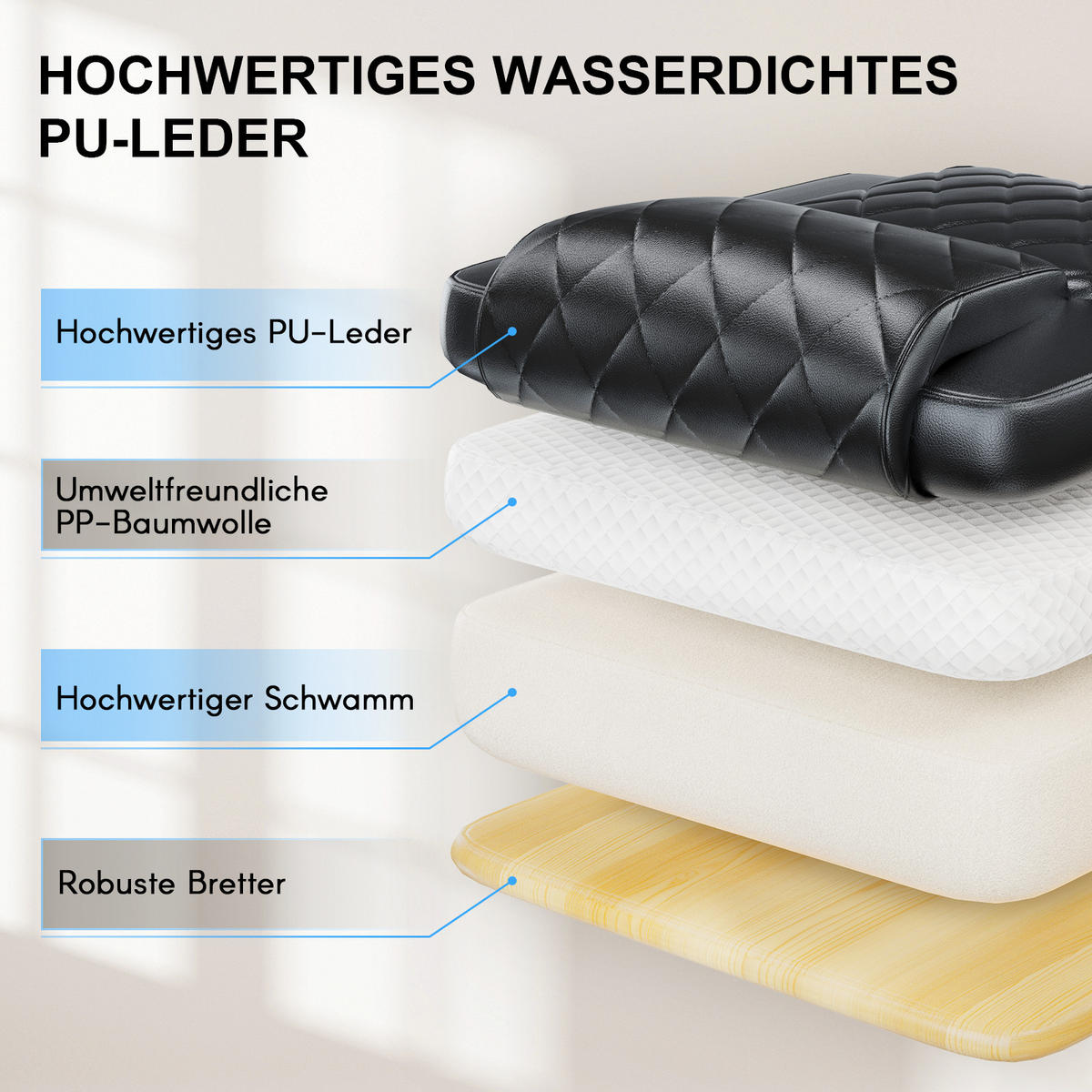 CHEFSESSEL mit Fußstütze Ergonomisch PU Leder Höhenverstellbar Schwarz - Schwarz, Leder (62/117/71cm) - Rattantree