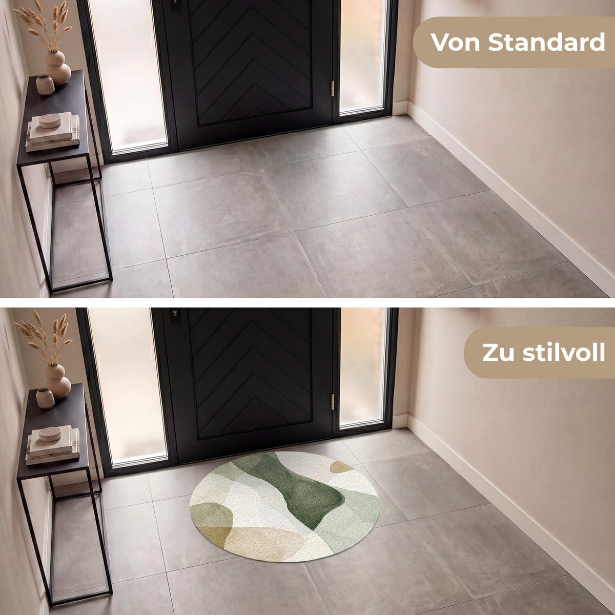 ROHOŽKA Japandi - Abstraktní - Zelená 90x90 cm - různobarevná, textil/umělá hmota (90/0.4cm) - MuchoWow