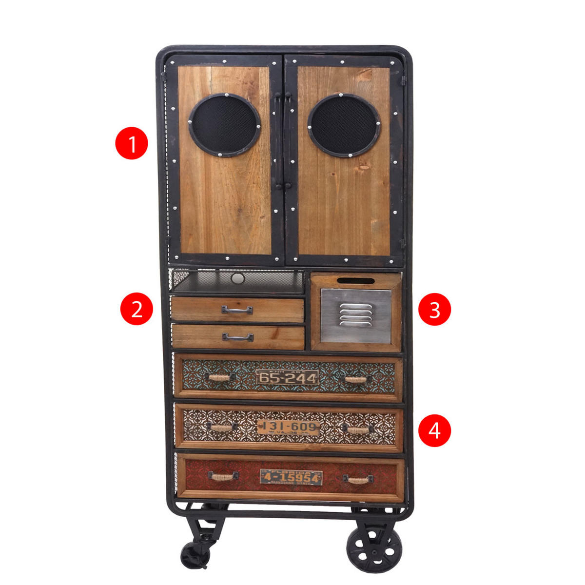 APOTHEKER-SCHRANK Schwarz - Schwarz, Holz (60/146/35cm) - MCW