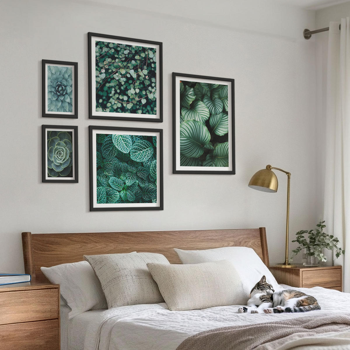 BILDER SET 5er Set - 50x50 cm & 20x30 cm & 40x60 cm Schwarzer Rahmen - Meerstrand Zitronen Berge - Schwarz, Kunststoff (40/60cm) - TULUP