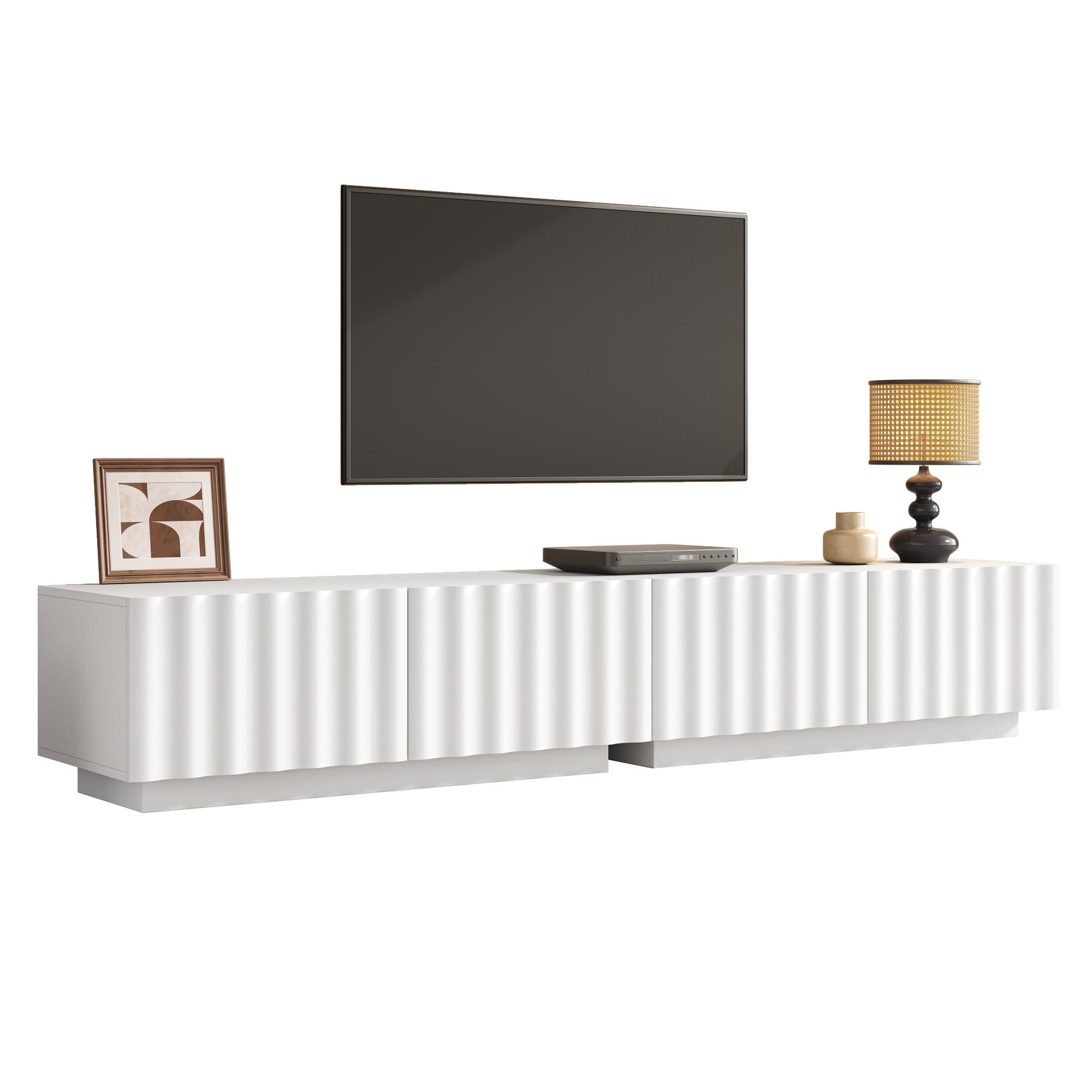 STILVORA TV STOLEK bílý se zásuvkami a kovovými nohami, 180×35×40 cm, do obývacího pokoje
