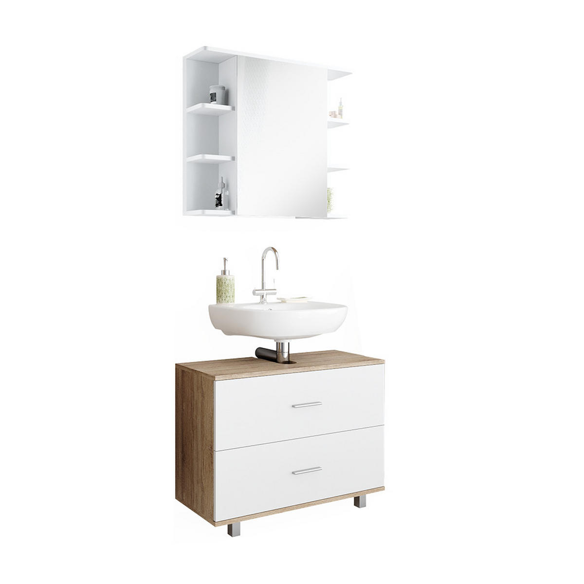 Weiß/Sonoma Eiche, Holzwerkstoff (80.2/60.8/33cm) - Vicco