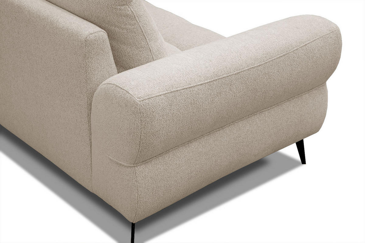 ECKSOFA SALVINI 4-Sitzer, ecru - Ecru/Schwarz, Holzwerkstoff/Textil (292/158cm) - Courtois Laville