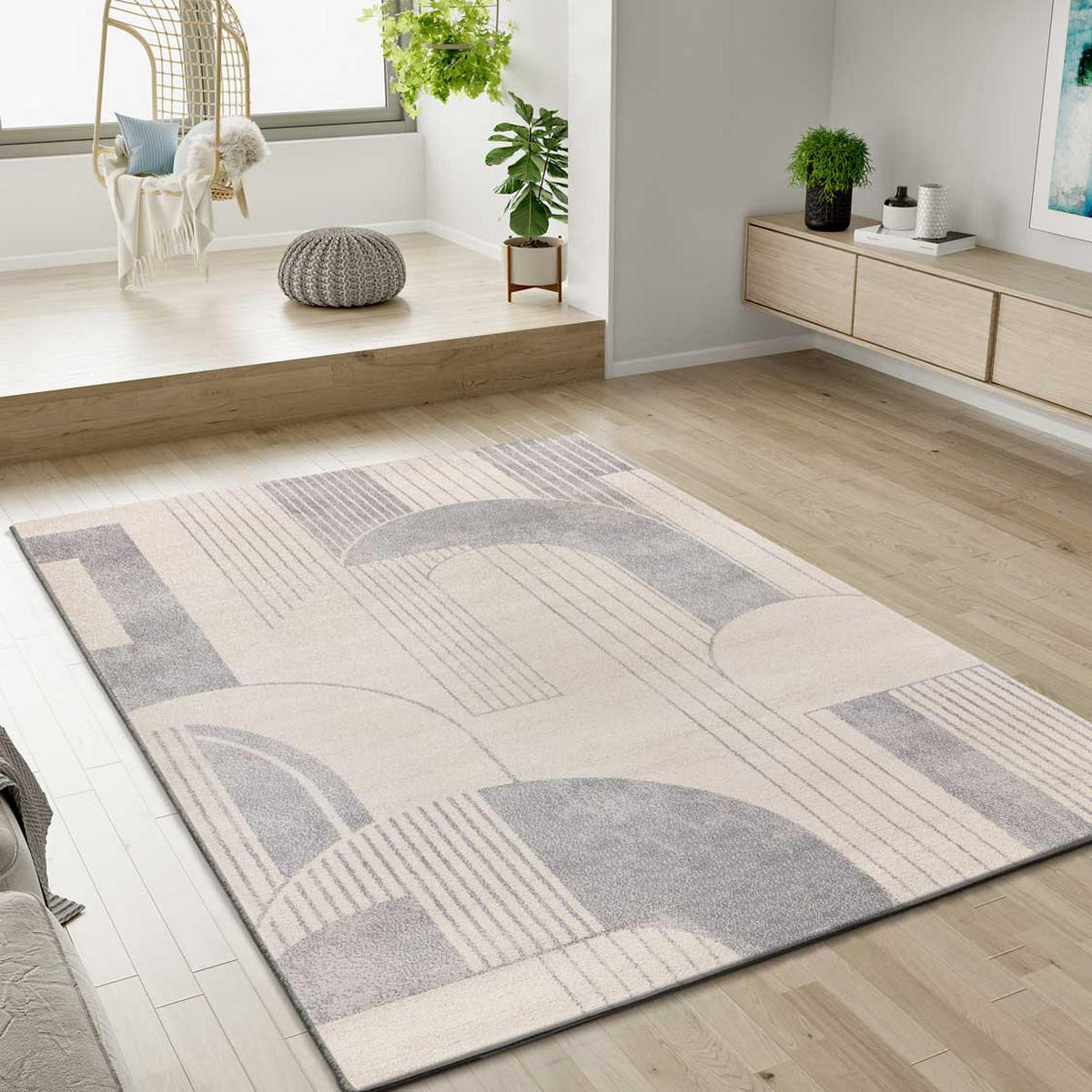 WEBTEPPICH beige und grau Porto 160/230 cm - Beige/Grau, Naturmaterialien/Textil (160/230cm) - Atticgo