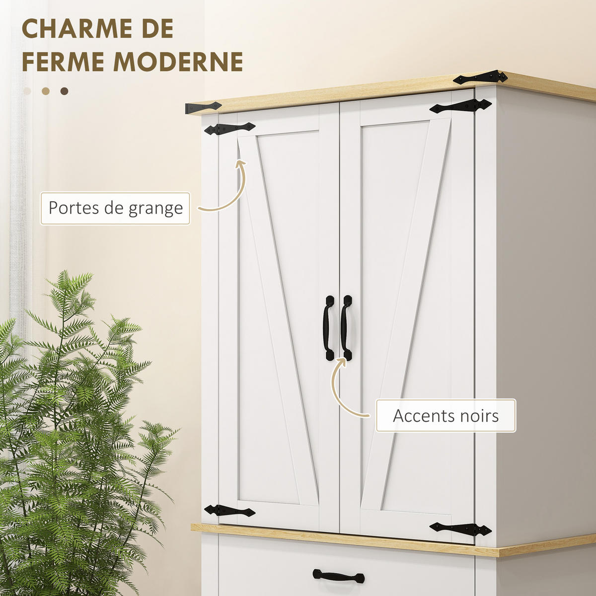 HIGHBOARD DE-11095 4 Türen & Schublade mit verstellbaren Böden Weiß - Weiß, Holzwerkstoff (40/181/76.5cm) - ComfortXL