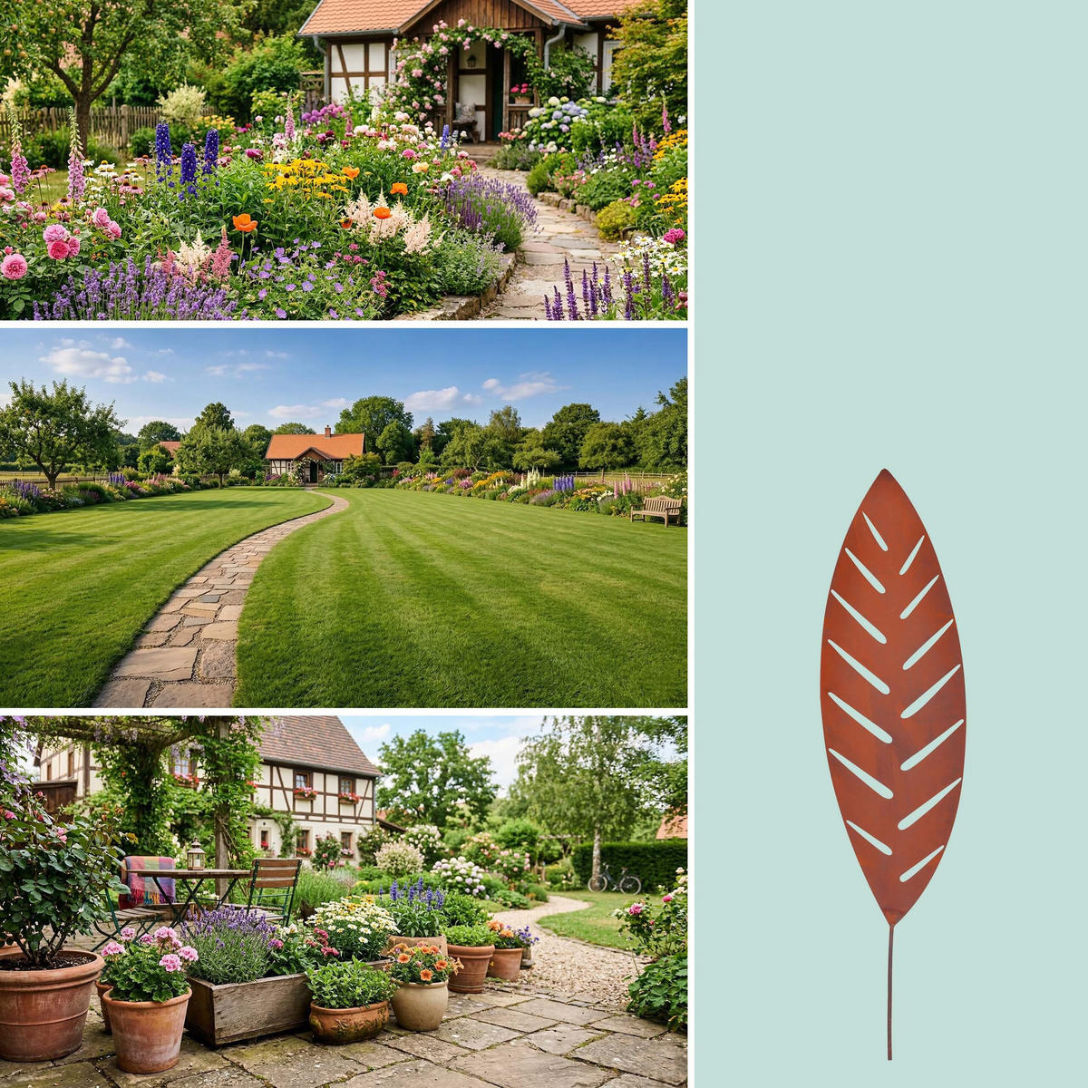 3XGARTENSTECKER - Braun, Metall (0.5cm) - Relaxdays