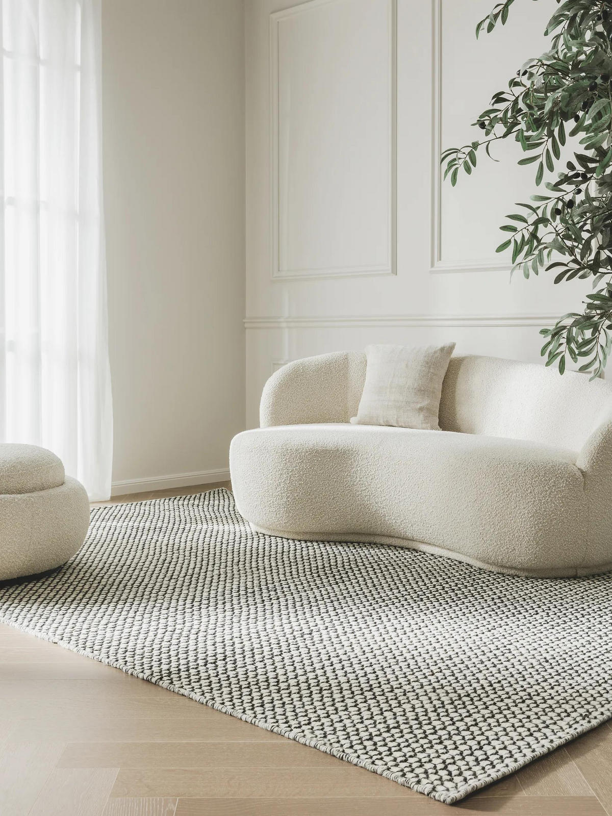 WOLLTEPPICH Hector Beige/Schwarz 120x170 cm - Beige, Textil (120/170cm) - benuta Finest