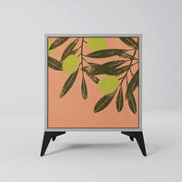 SIDEBOARD JUICY OLIVES, Grau, 57,5x42x70,5 cm, Schwarze Metall-Sternfüße - Multicolor/Schwarz, Holzwerkstoff/Metall (57.5/70.5/42cm) - SpaceRebels
