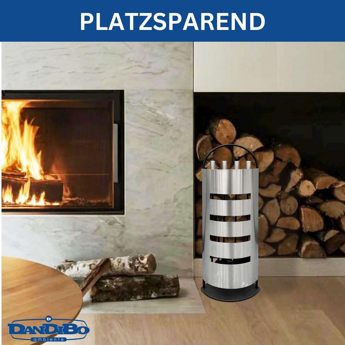 KAMINBESTECK Modern Edelstahl 5 Teilig Set - Edelstahlfarben, Metall (23/66/15cm) - DanDiBo
